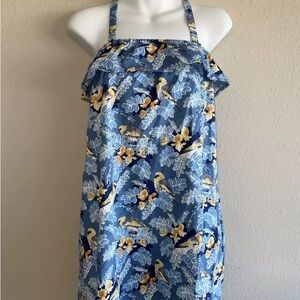 Patagonia Pataloha Sun Dress Girls XXL Blue Yellow Bird Pattern Midi Strappy